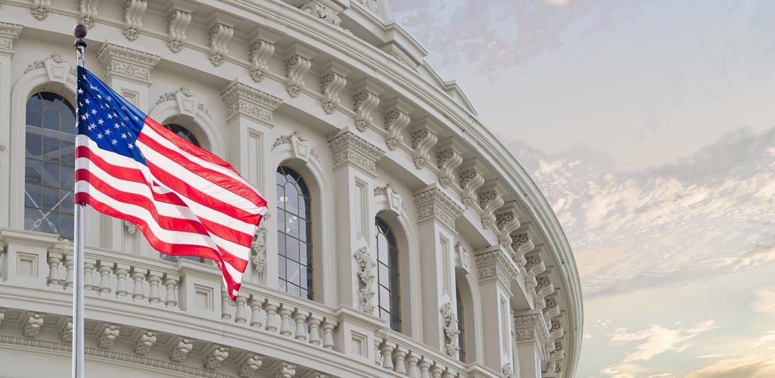 U.S. Capitol dome with flag